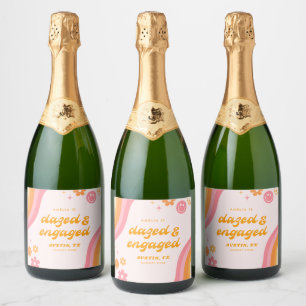 Dazed & Engaged Pink & Orange Sparkling Wine Label