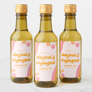 Dazed & Engaged Pink & Orange Wine Label