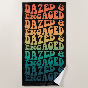 Dazed Engaged Retro Gradient Text Custom Beach Towel