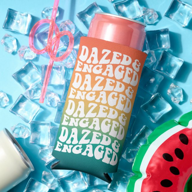 Dazed Engaged Typography Retro Gradient Seltzer Can Cooler (In Situ Summer)