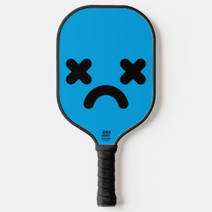 Dazed Sad Face Blue Pickleball Paddle