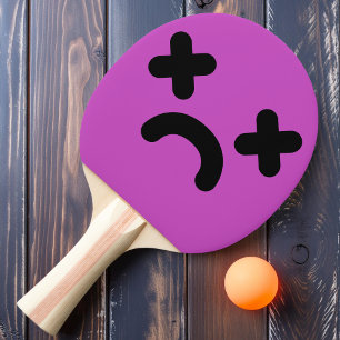 Dazed Sad Face Purple Ping Pong Paddle