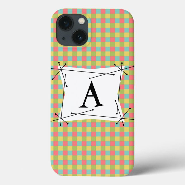 Dazzle Check 'Monogram' iPad Mini case vertical (Back)