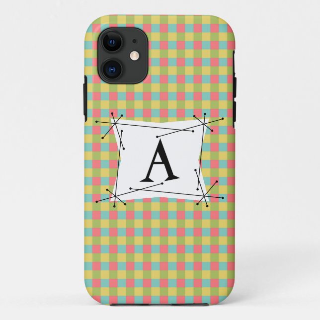 Dazzle Check 'Monogram' iPhone case vertical (Back)