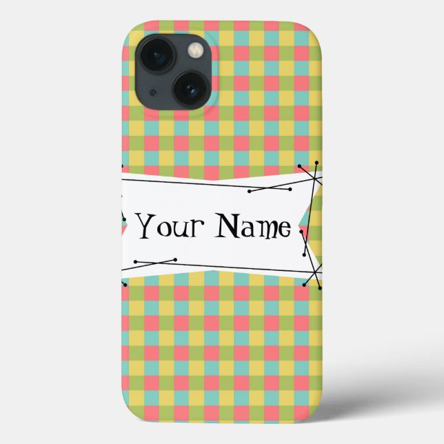 Dazzle Check 'Name' iPad Mini case vertical (Back)