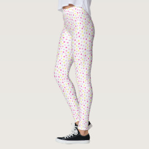 Dazzle in Pink Elegance: Pink & Yellow Polk dot Leggings
