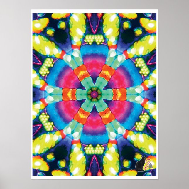Dazzle Kinetic Collage Kaleidoscope Poster (Front)