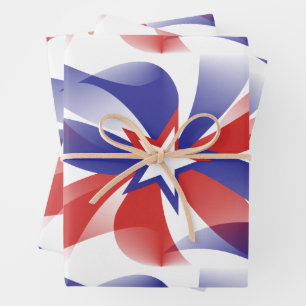 Dazzle Me Patriotic Stars - Red White Blue Wrapping Paper Sheet