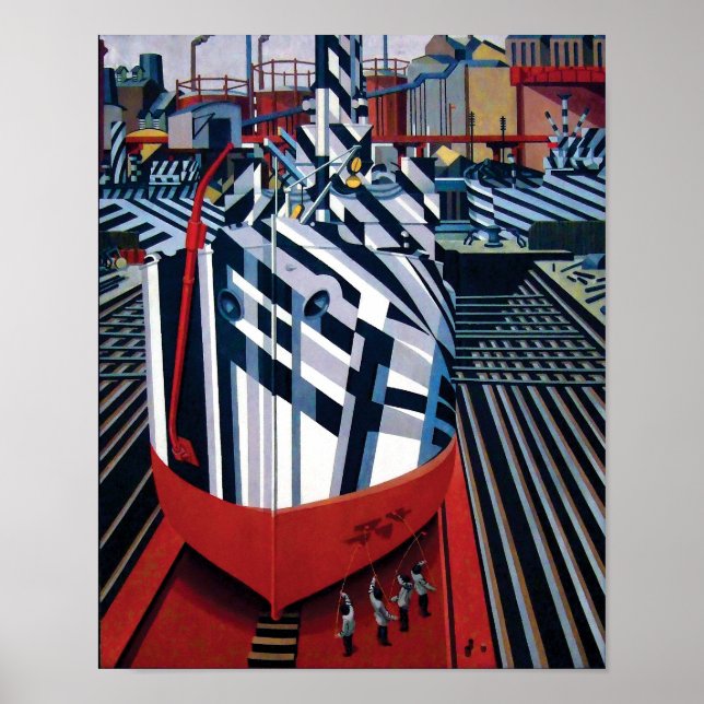 Dazzle-ships in Drydock at Liverpool Abstract Art Poster (Front)