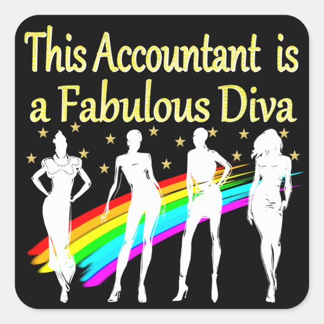 DAZZLING ACCOUNTANT DIVA DESIGN SQUARE STICKER (Front)