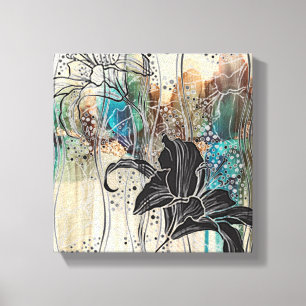 “Dazzling Black Bloom” 10” x10” Canvas Print