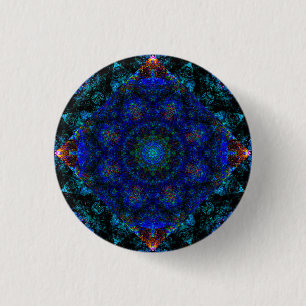 Dazzling Blue Bohemian Kaleidoscope, 3 Cm Round Badge