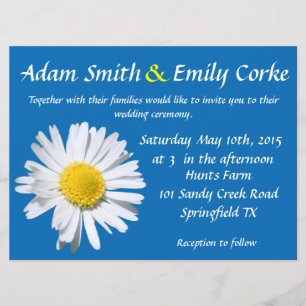Dazzling Blue Daisy Wedding Invitation