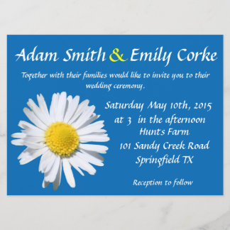 Dazzling Blue Daisy Wedding Invitation