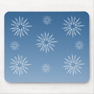 Dazzling Christmas Stars Mousepad, Blue Mouse Mat