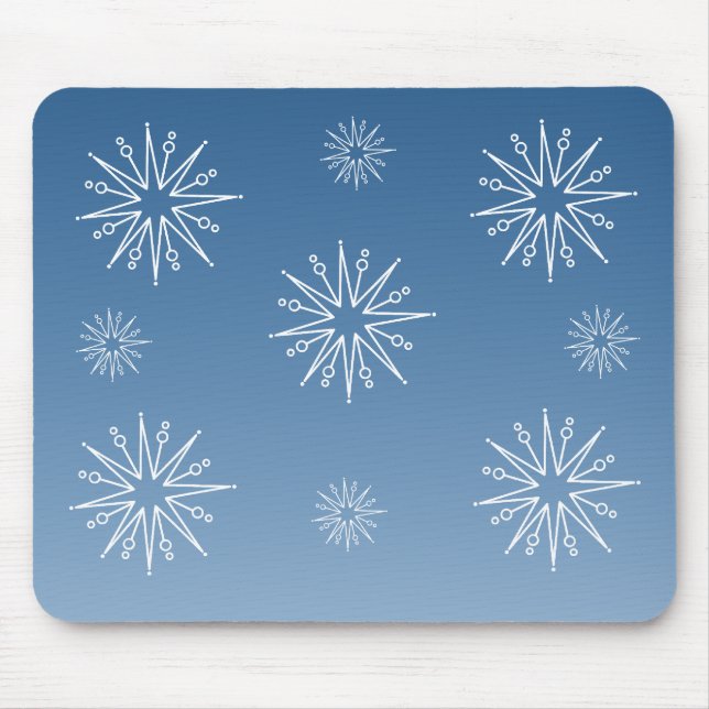 Dazzling Christmas Stars Mousepad, Blue Mouse Mat (Front)