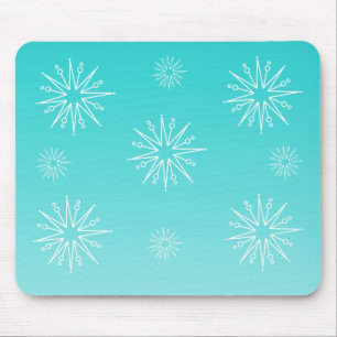 Dazzling Christmas Stars Mousepad, Turquoise Mouse Mat