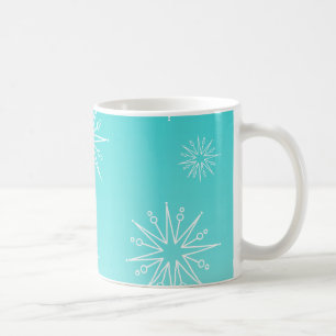 Dazzling Christmas Stars Mug, Aqua Coffee Mug