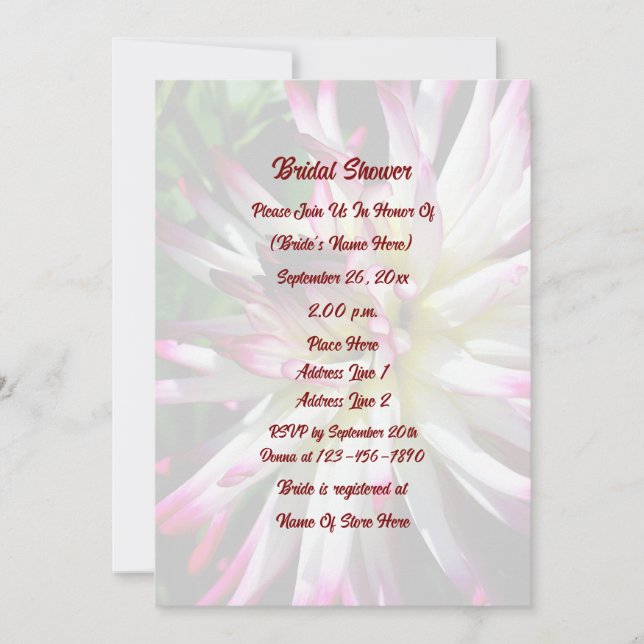 Dazzling Dahlia Flower Bridal Shower  Invitation (Front)