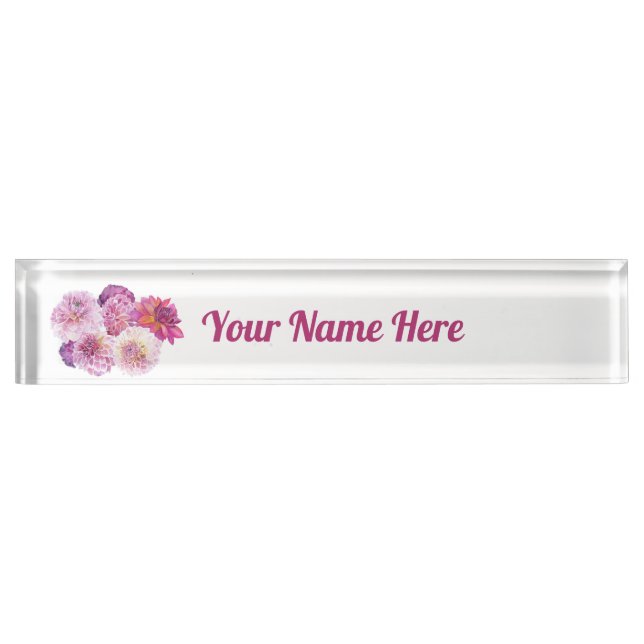 Dazzling Dahlias Personalized  Nameplate (Front)
