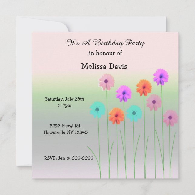 Dazzling Daisies Birthday Invitation (Front)
