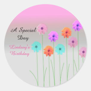 Dazzling Daisies Personalised Birthday Classic Round Sticker