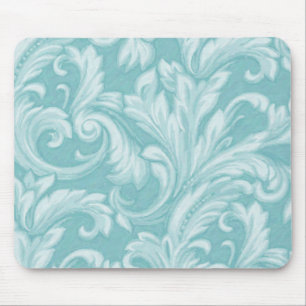 Dazzling Damask, Aqua Mouse Mat