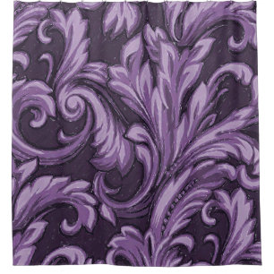 Dazzling Damask, Plum Shower Curtain