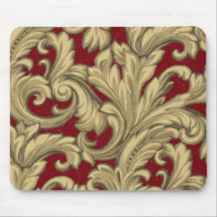 Dazzling Damask, Red and Gold Mouse Mat