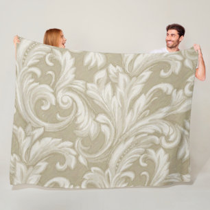 Dazzling Damask, Tan Fleece Blanket