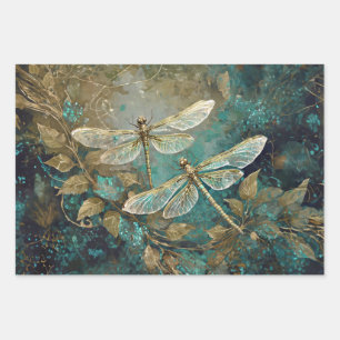 Dazzling Dancing Dragonflies, Gossamer Wings Wrapping Paper Sheet