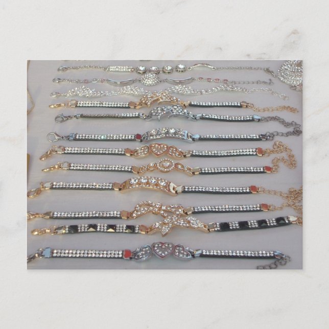 Dazzling Decorated Diamond Chain Artwork Jewellery Postcard (Front)