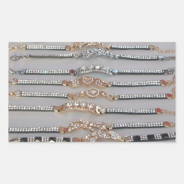 Dazzling Decorated Diamond Chain Artwork Jewellery Rectangular Sticker (Front)