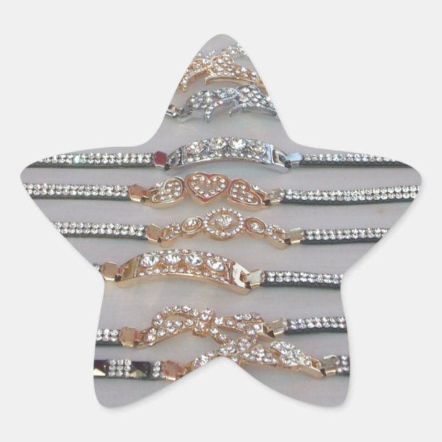 Dazzling Decorated Diamond Chain Artwork Jewellery Star Sticker (Front)