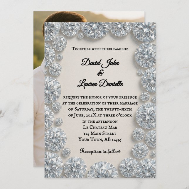 Dazzling Diamond Photo Wedding Invitation (Front/Back)