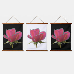 "Dazzling Diamond Rose" Wood Topped Wall Tapestry
