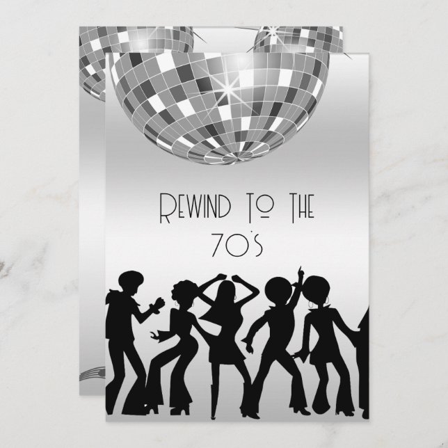 Dazzling Disco Ball 70's Disco Birthday Invitation (Front/Back)