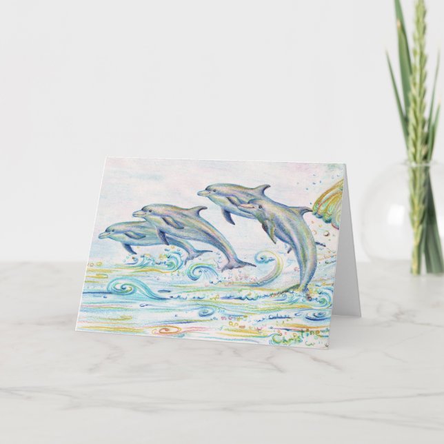 Dazzling Dolphins Greeting Card (Front)