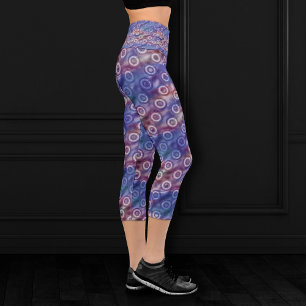Dazzling Doughnuts   Blue and Red Ombre Wave Capri Leggings