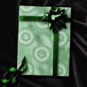 Dazzling Doughnuts Neo Mint Green Sparkly Patter Wrapping Paper
