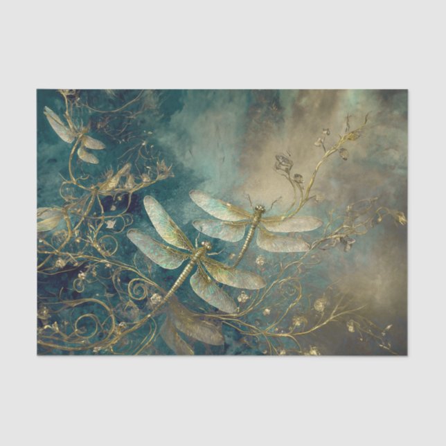 Dazzling Dragonflies, Elegant Dances Tissue Paper (Front)