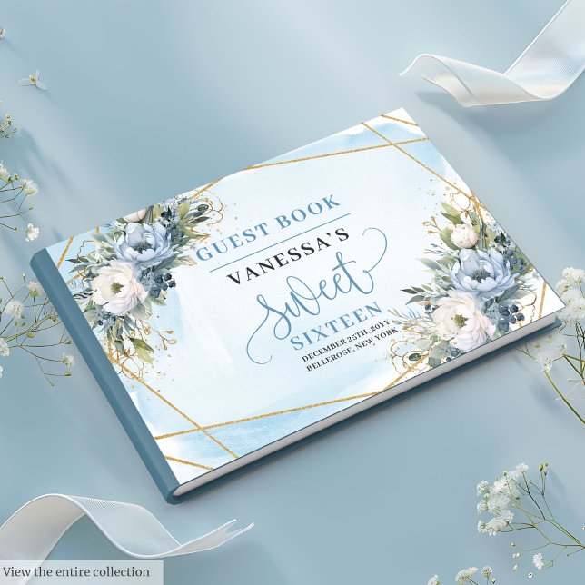 Dazzling Dusty Blue White Floral Sweet Sixteen 16 Guest Book (Dazzling Dusty Blue White Floral Sweet Sixteen Guest Book)