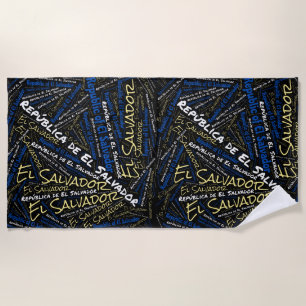 Dazzling El Salvador Flag Colours Patriotic Beach Towel