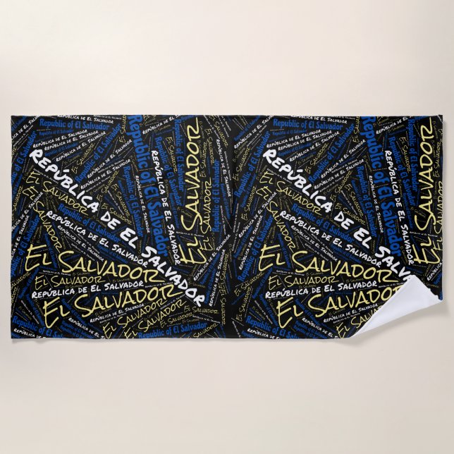 Dazzling El Salvador Flag Colours Patriotic Beach Towel (Front)