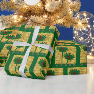 Dazzling flower style green wrapping paper