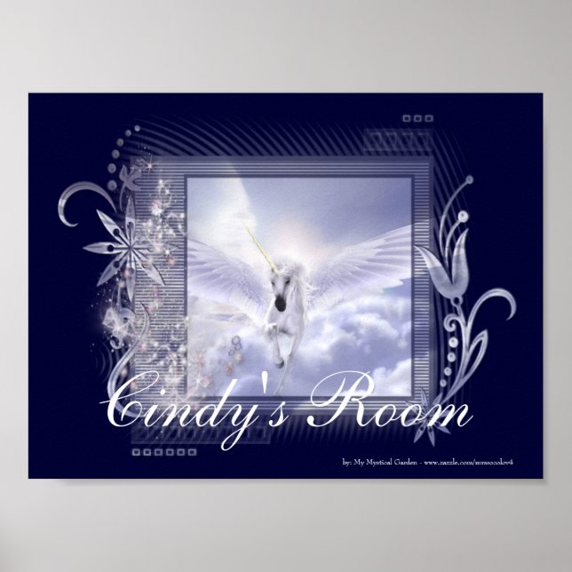 Dazzling Flying Unicorn Customisable Poster Print (Front)