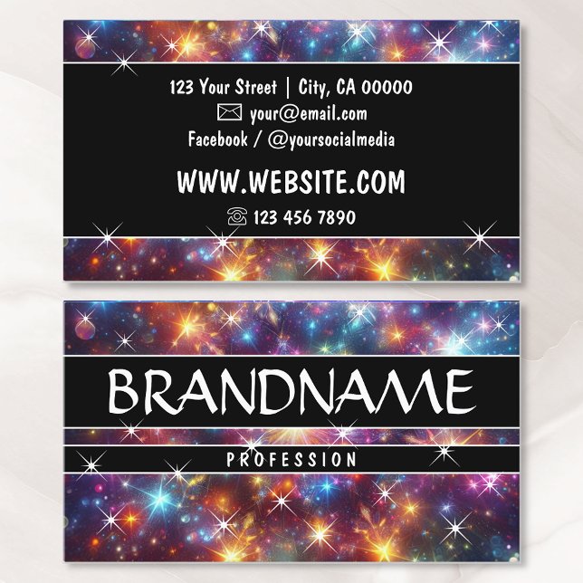 Dazzling Galaxy Nebula Glitter Sparkling Stars  Business Card (Creator Uploaded)