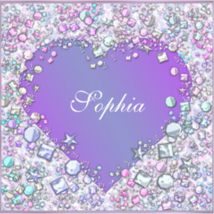 Dazzling Gems Personalised Sticker - Purple