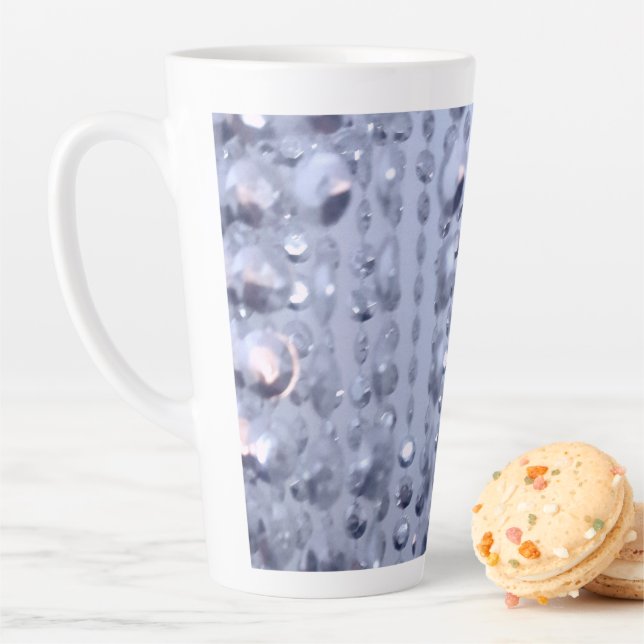 Dazzling Glittery Blue Beads Latte Mug (In Situ)