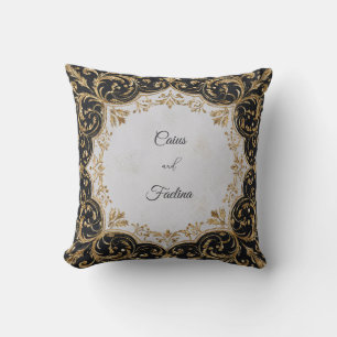 Dazzling Gold Glitter Baroque Black Luxury Wedding Cushion